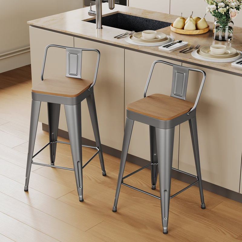 Comptoir et tabourets de bar en métal, Tabouret de bar (siège d'une hauteur de 30 po), Argent argent