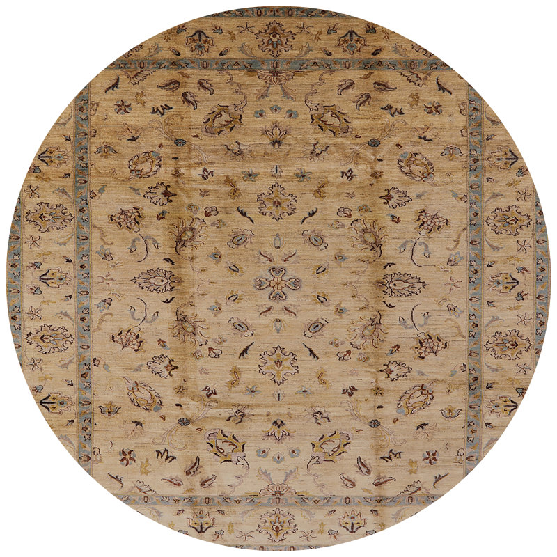 Tapis beige floral Inness, Rond 3 pi