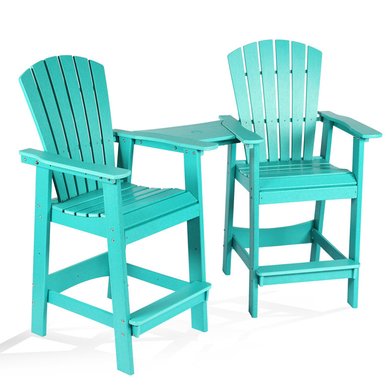 Chaise haute Adirondack avec table Cezalinda, Bleu lac