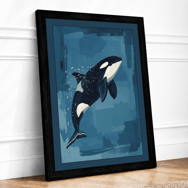 Orca In Blue Depths Coastal - Print, Black, A4 - 29.7 x 21.0 cm