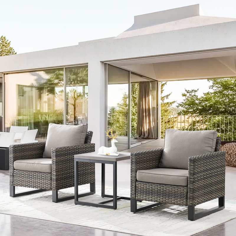 Nazime 2 Person Seating Group with Cushion, Gray, Gray