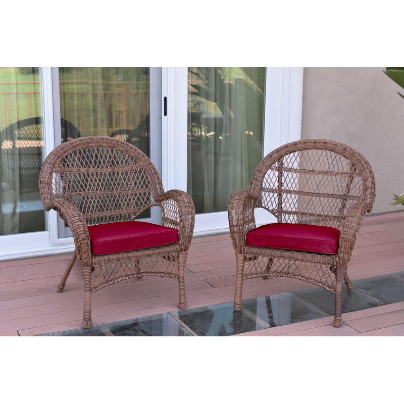 Maltby Wicker Outdoor Lounge Chair, Red, Honey