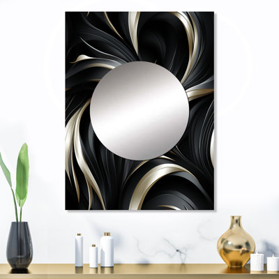 Nadud foncé noir élégant Elegance - miroir glamour, miroir mural moderne unique, impression d'art en métal