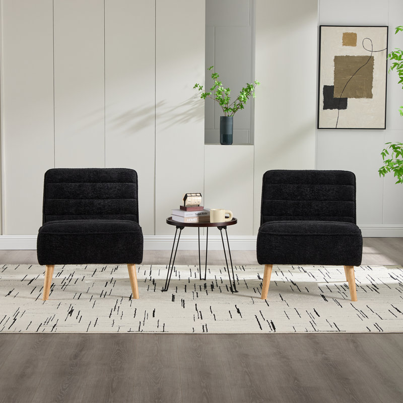 Upholstered Mordern  Accent Chair Set Of 2 (without table), Black
