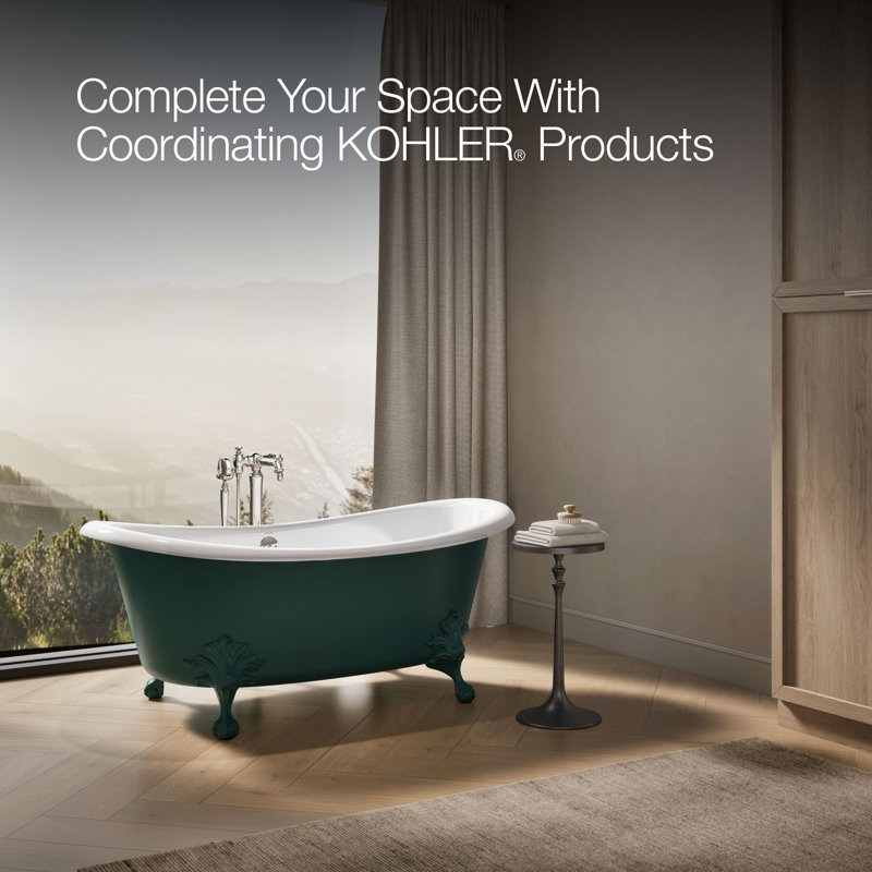 Artifacts 66-1/8 In. X 32-1/2 In. Freestanding Bath, Teal/White
