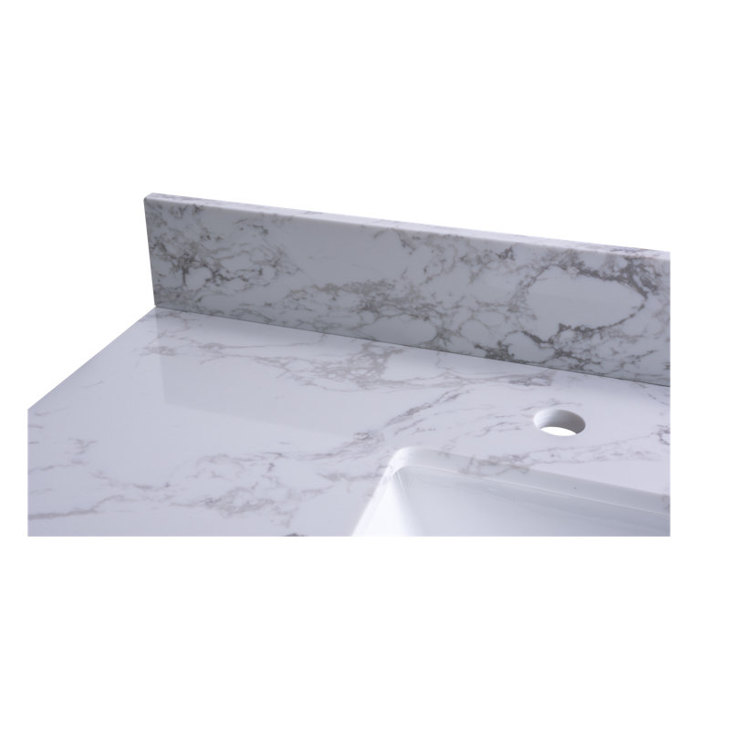 49x22 Inch Carrara White Engineered Stone Bathroom Vanity Top With Undermount Ceramic Sink & Backsplash