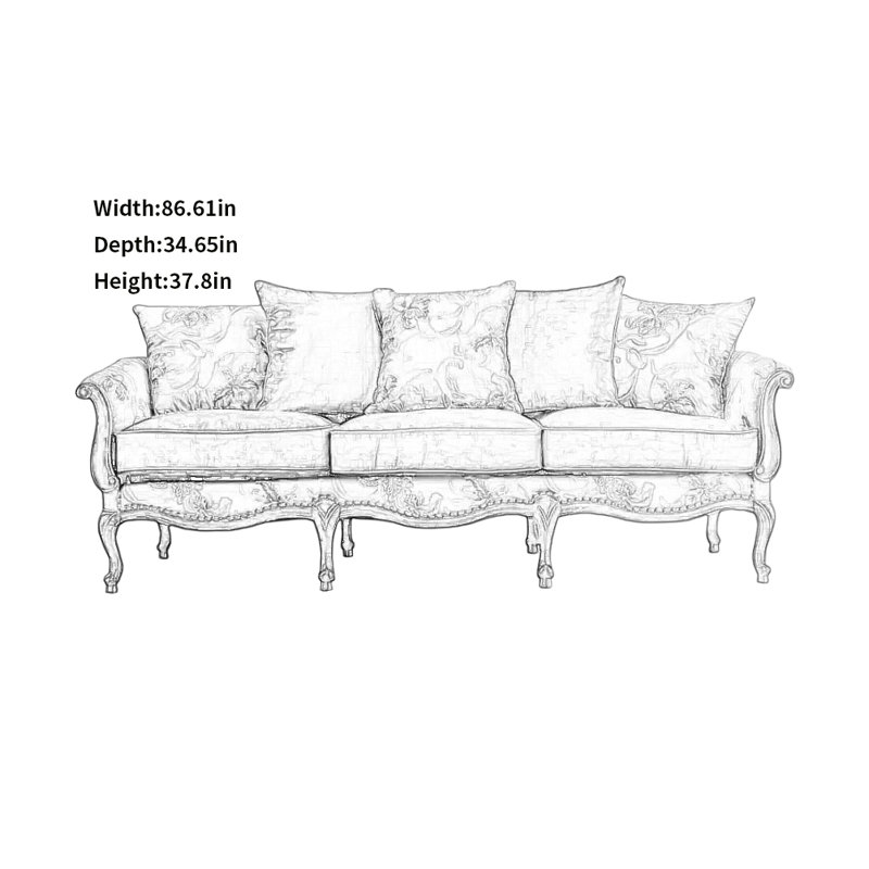 Creative Blue Solid Wood Casual Sofa