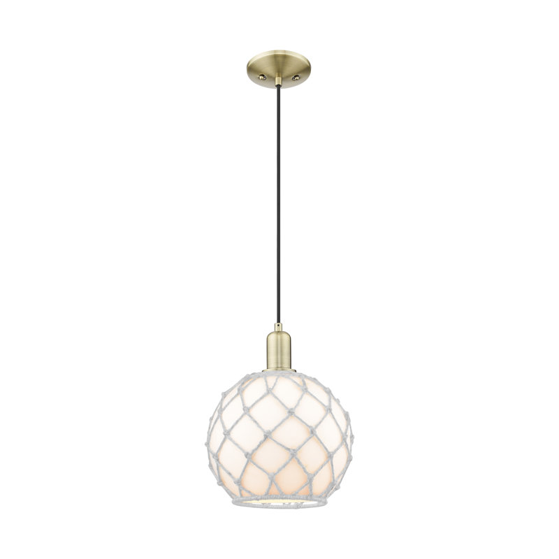 Arcadia - Ametra - Mini-luminaire suspendu à cordon 1 lumière 10 po, H 12,83 po x l 10 po x P 10 po, Or satiné