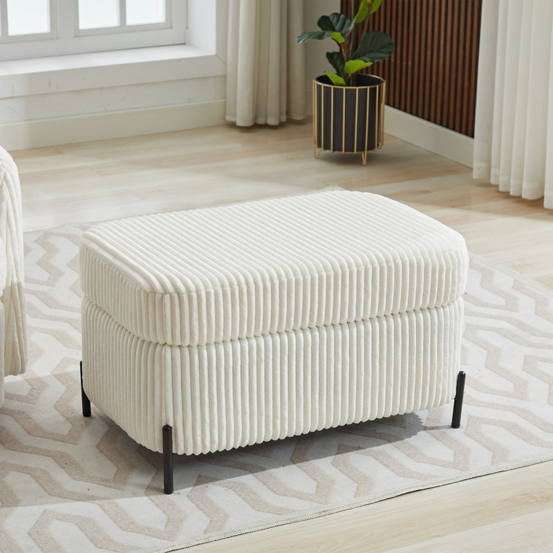 Ottoman With Stroage, Ivory