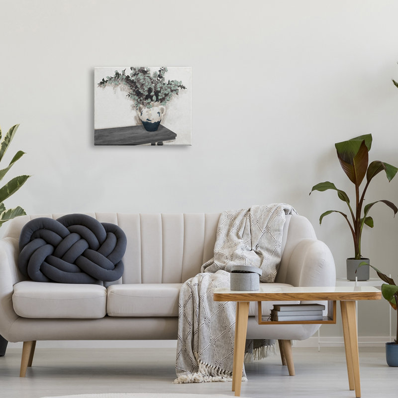 Pot d'eucalyptus réaliste, Toile tendue, H 20 po x l 20 po x P 1,5 po