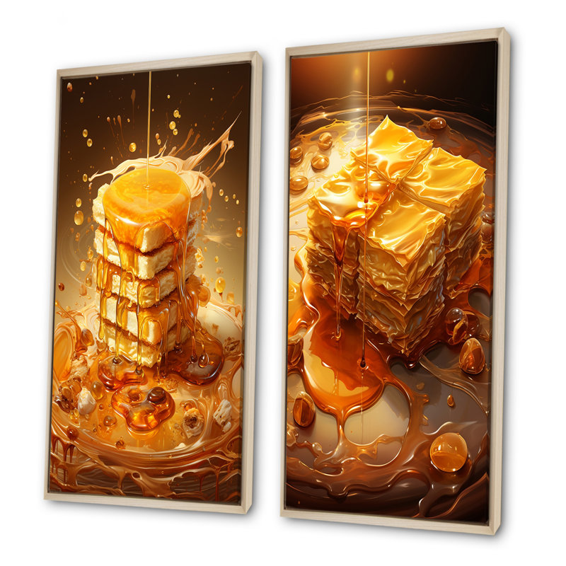 Miel Baklava Bounty Dessert - Ensemble de 2 reproductions d'art mural, Encadrement brun, H 28 po x l 25 po