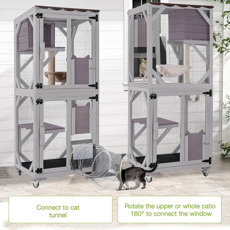 Enceinte de chat d'extérieur pour chat Catio, Gris