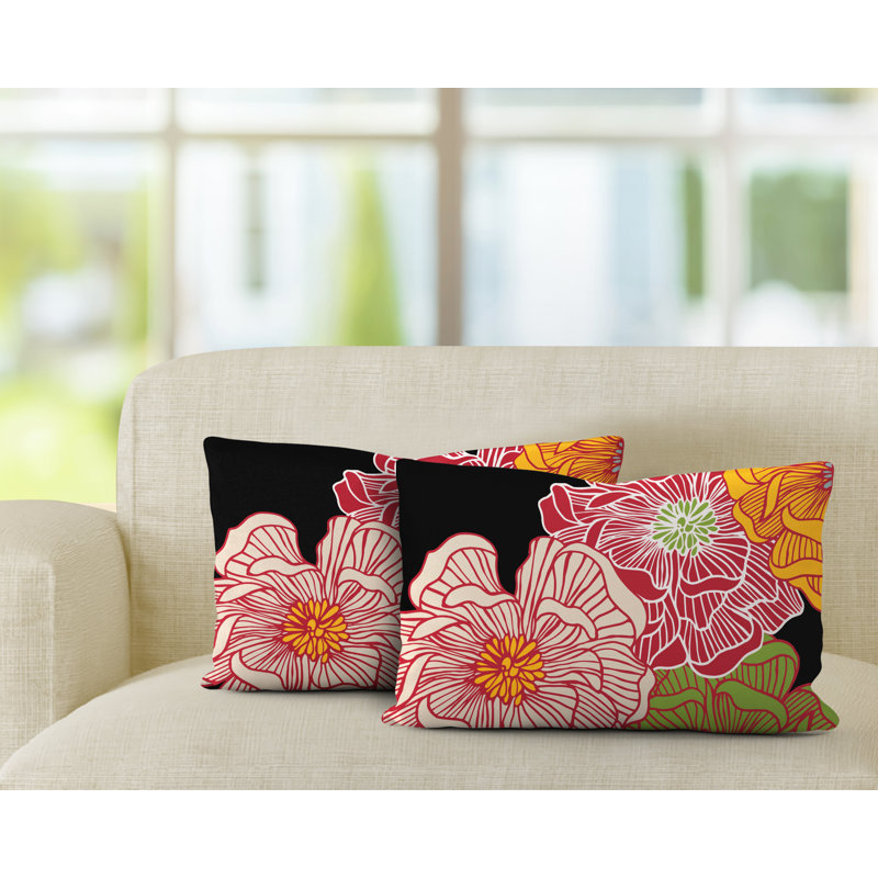  Polyester / Mélange de polyester Housse de coussin rectangulaire intérieure / extérieure lombaire et insert, Rouge