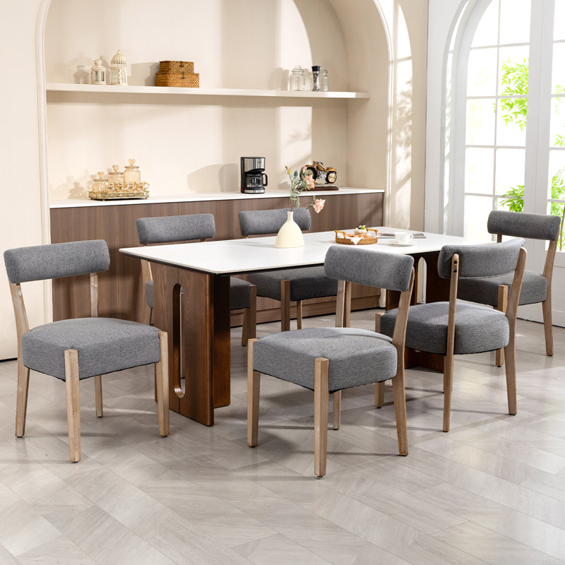 Linen Upholstered Side Dining Chairs, Gray