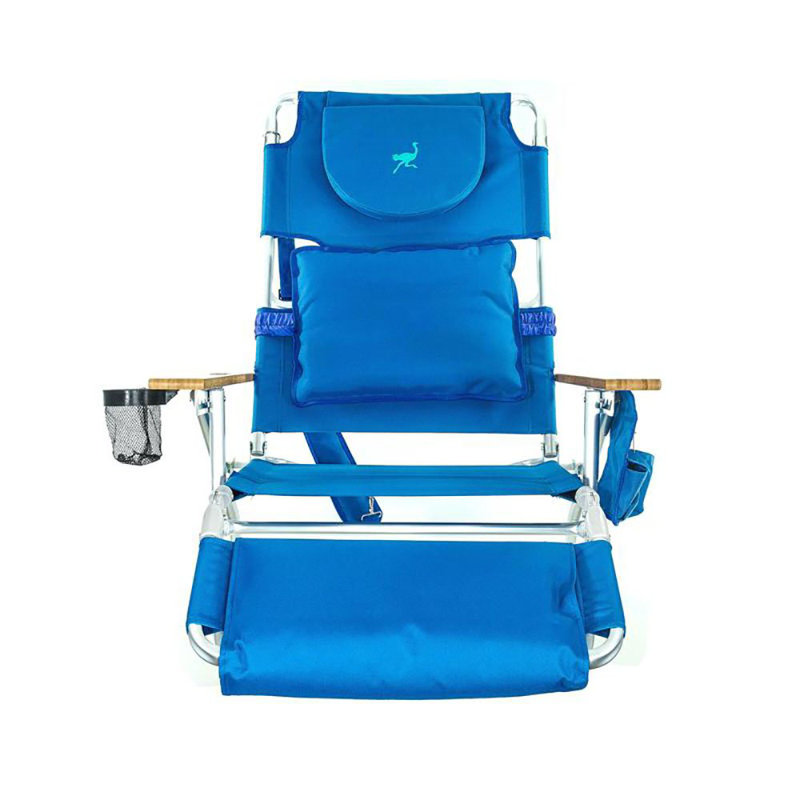 Blue Aluminum Adjustable Chaise Lounge Beach Chair Set