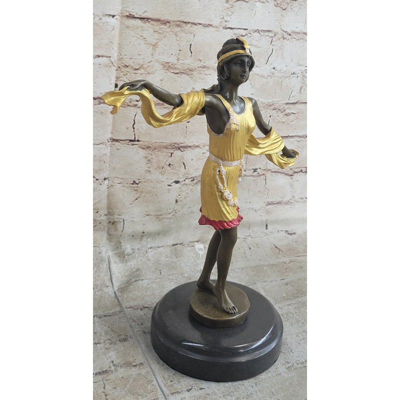 Figurine dansant en bronze doré, sculpture en bronze doré des années 20