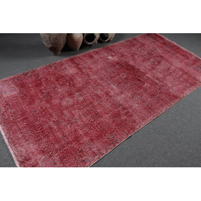 Handcrafted Turkish Rug in Vibrant Red for Colorful Bohemian-Styled Home Decor Ideal for Living Room Spaces