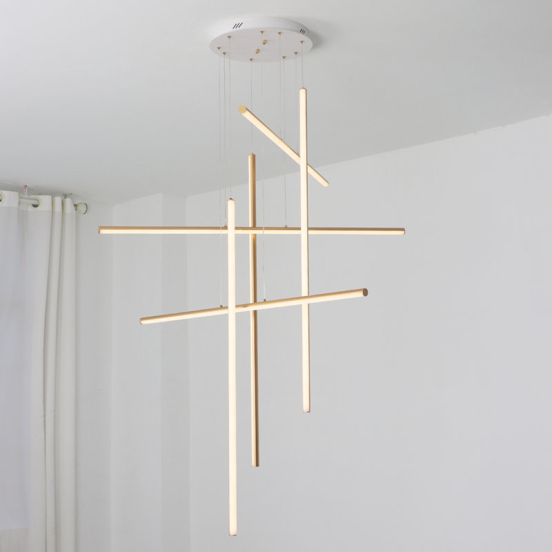 Luminaire suspendu de style lustre spoutnik moderne à 6 lumières Jancar, Doré