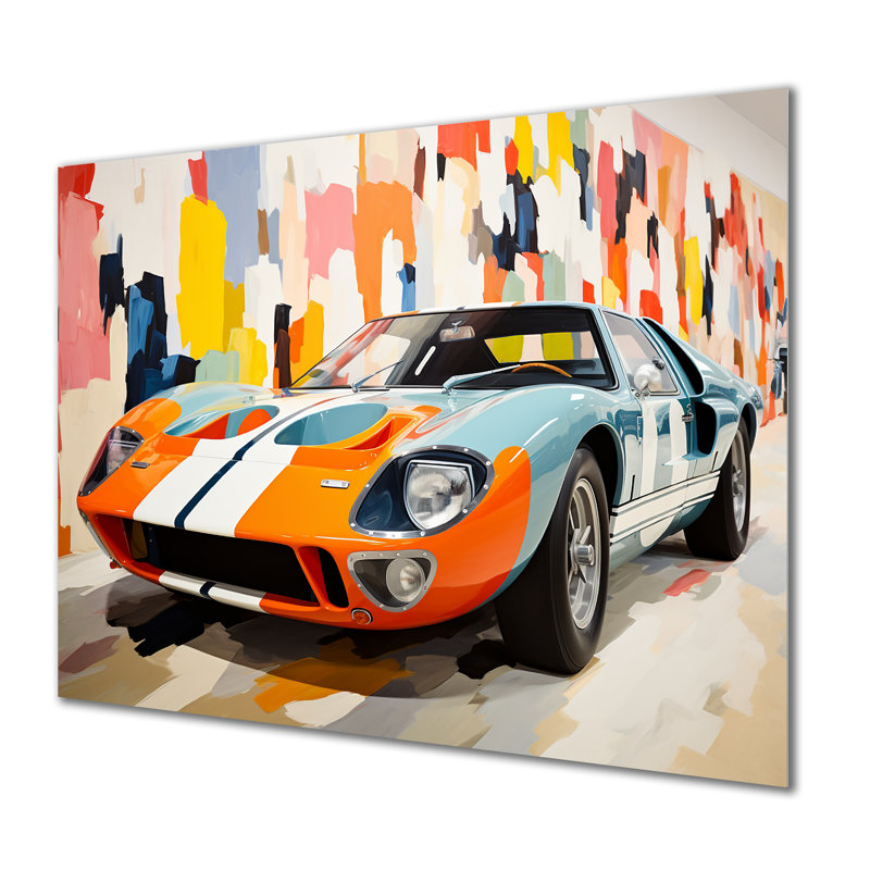 Voiture de course orange orange American GT, H 16 po x l 32 po x P 1 po