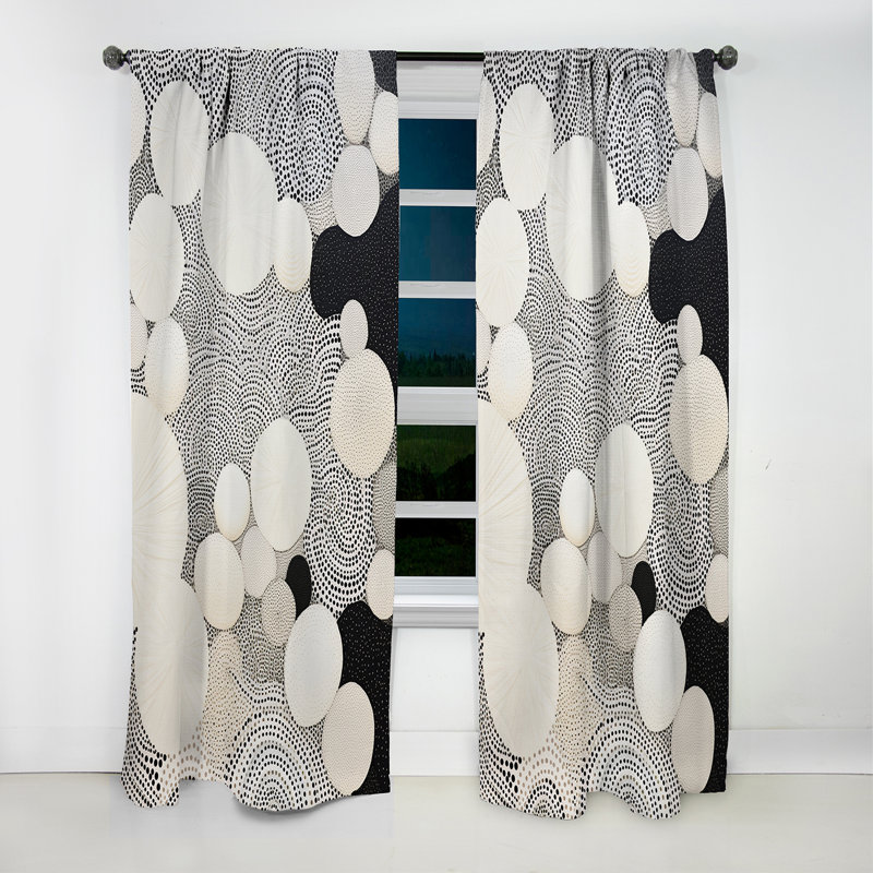 Abstrait corail abstrait noir et blanc - rideau occultant corail - 1 panneaux, L 52 po x L 63 po