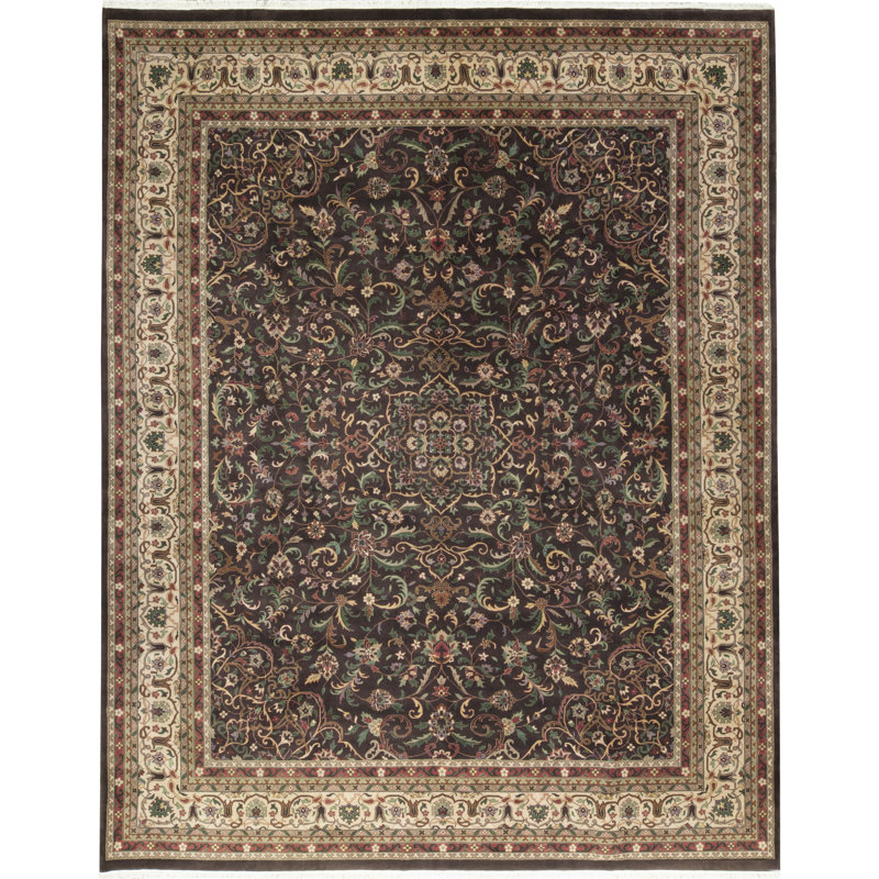 Hand-Knotted High-Quality Brown and Beige Area Rug