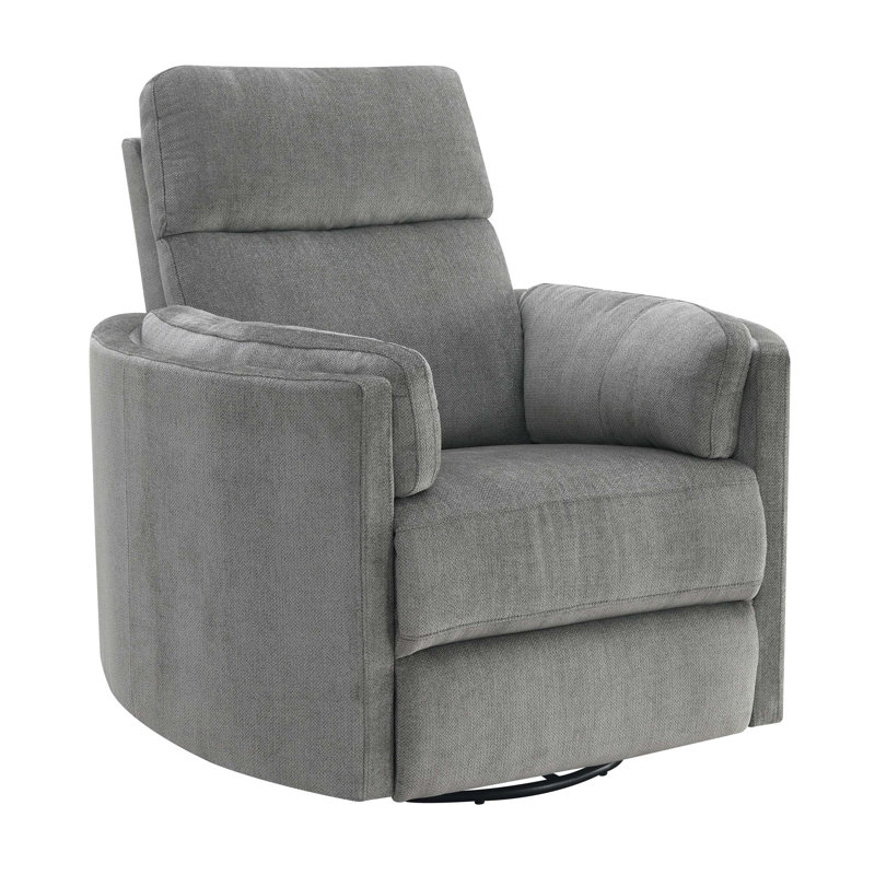 Sagen Charcoal Chenille Swivel Glider Recliner With Comfortable Pocket Coils And Durable Frame,  For Modern Living Spaces