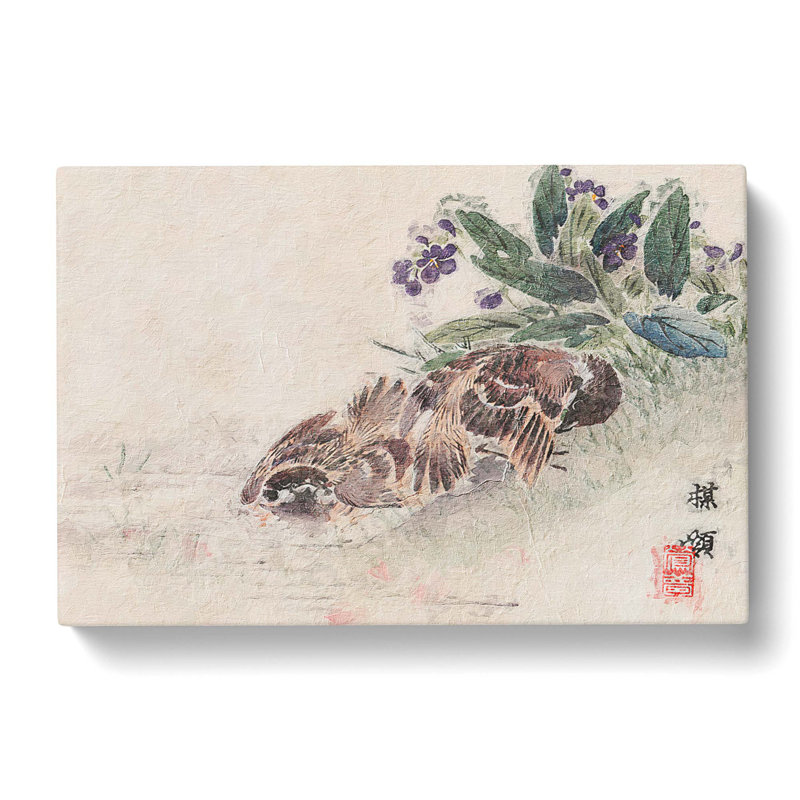 Resting Birds by Kono Bairei - Wrapped Canvas, 40cm H x 60cm W x 3cm D