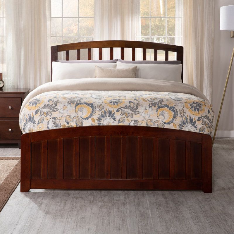 Bharmal Platform Bed with Matching Footboard and Storage Drawers, Full, Walnut