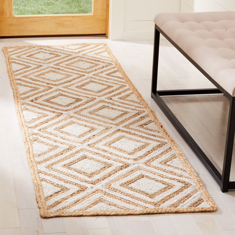 Tapis en jute tissé à la main Arria, Tapis de couloir 2 pi 3 po x 8 pi