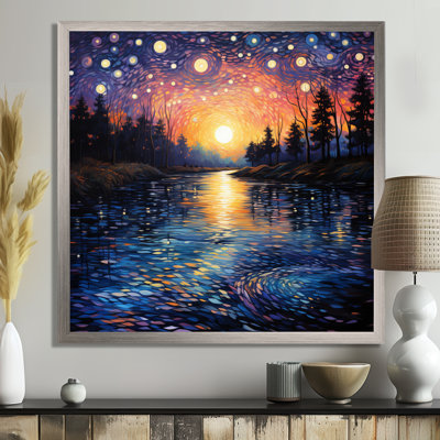 Vangogh Twilight Reflections Pointillism - Vangogh Wall Art by Vincent Van Gogh Painting