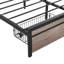 Structure de lit plateforme grand lit en métal avec tête de lit avec fonction de rangement en tissu d'ameublement, doublure et pied de lit USB avec tiroirs-1012961780