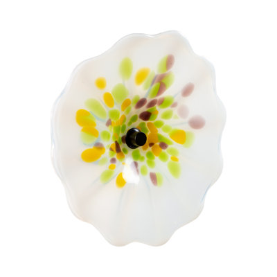 Décoration murale en verre soufflé à la main fleur avec support de fixation mural, diamètre de 12 pouces