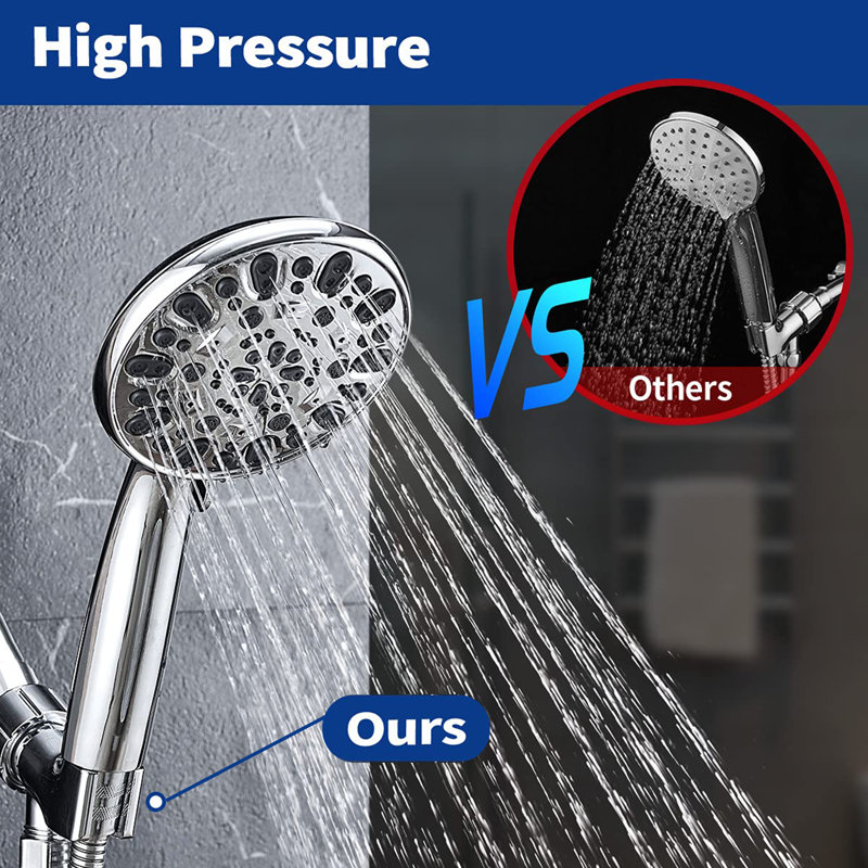 Pomme de douche à haute pression avec 7 jets d'arrosage Ki, Chrome chrome