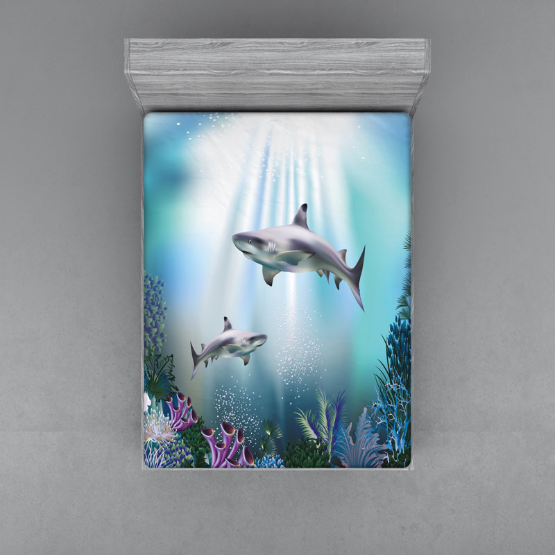 Shark Microfiber Jersey Knit Fitted Sheet, European Kingsize (160 x 200cm)