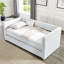 Lit de jour gris rembourré simple avec fonction polyvalente et tissu coulissant-116738612