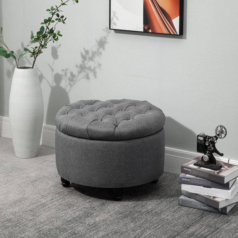 Grey Fabric With Generous Storage Capacity - Organize Your Belongings Round And Spacious Interior Decorative Practical