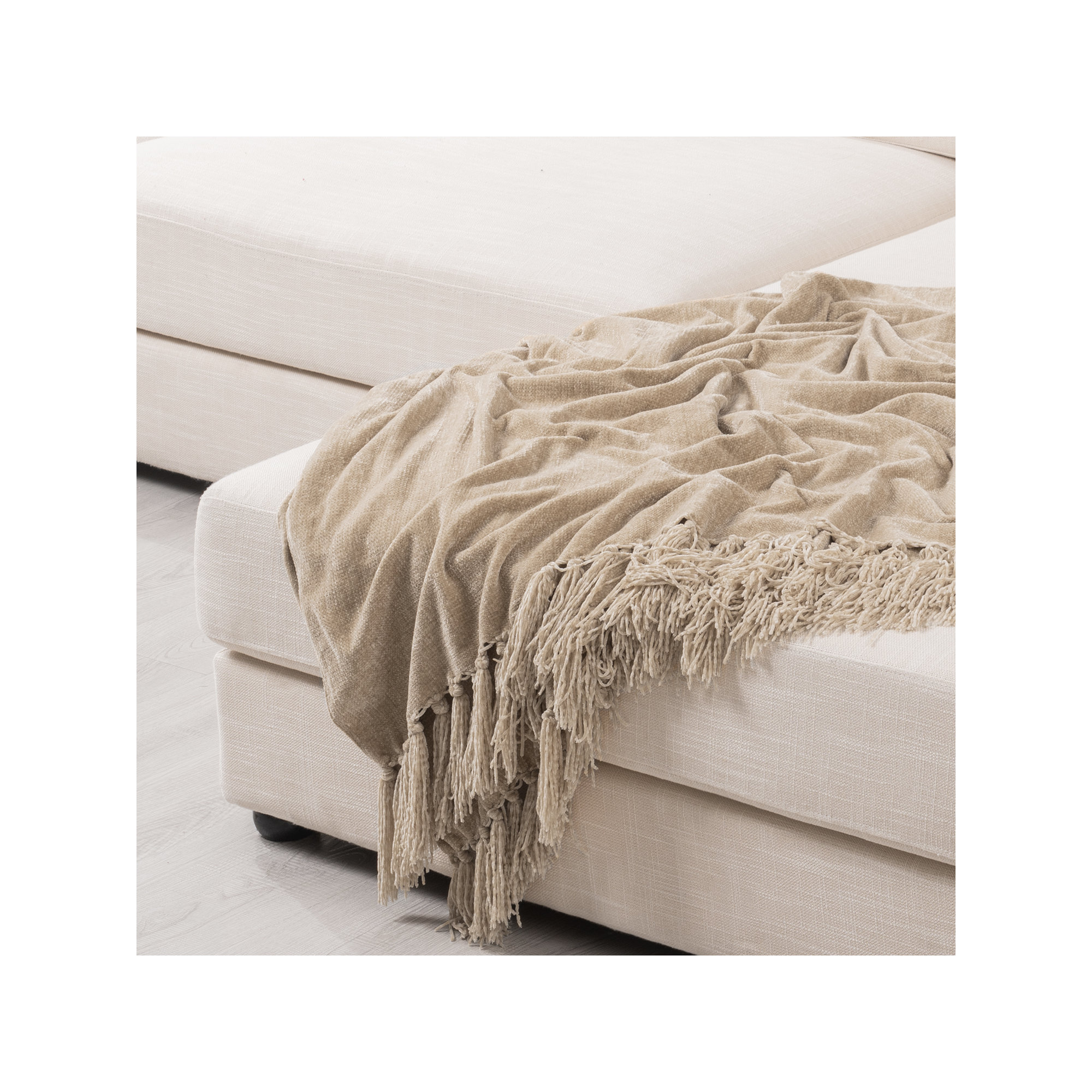 Soft Chenille Throw Blanket, 80" L x 60" W, Beige