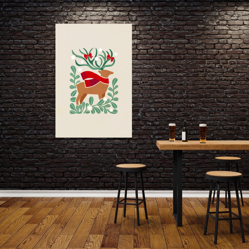 Cozy Christmas Deer Elegant Modern Abstract, H 60 po x l 40 po