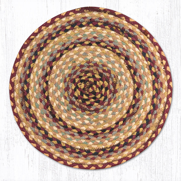  Burgundy/Gray/Cream Jute Chair Pad 15.5" H, Burgundy/Gray/Cream
