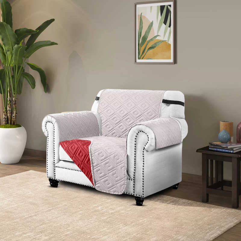 Reversible Waterproof Sofa Cover – Quilted Anti-Slip Couch Protector with Adjustable Strap, 179cm H × 165cm W  (1 Seater)