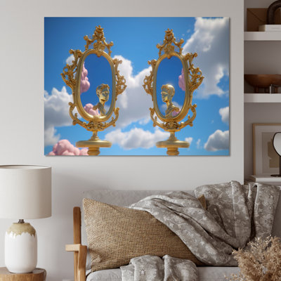 «Golden Reflection Of The Self Futur Minimalisme» - Décoration murale paysage abstrait