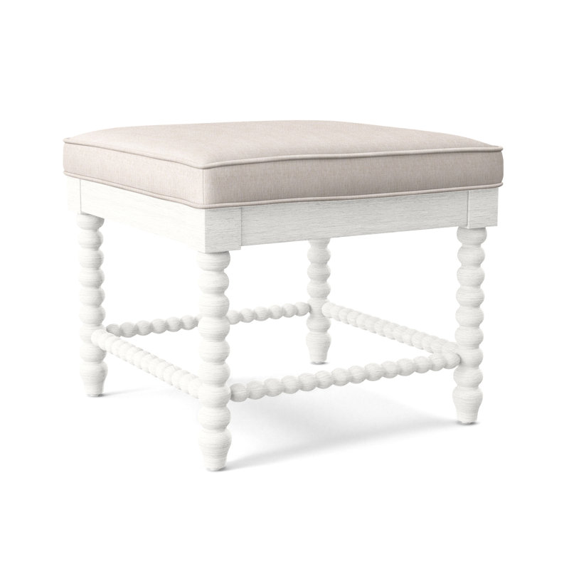 Lind Island Upholstered Bench, Havana Finish, White Sugar Performance