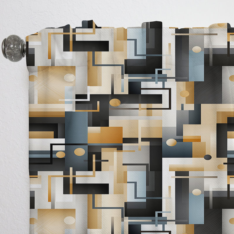 Metropolitan Neutral Color Geometric - Rideau moderne - Velours obscurcissant - 1 panneau, L 52 po x L 120 po
