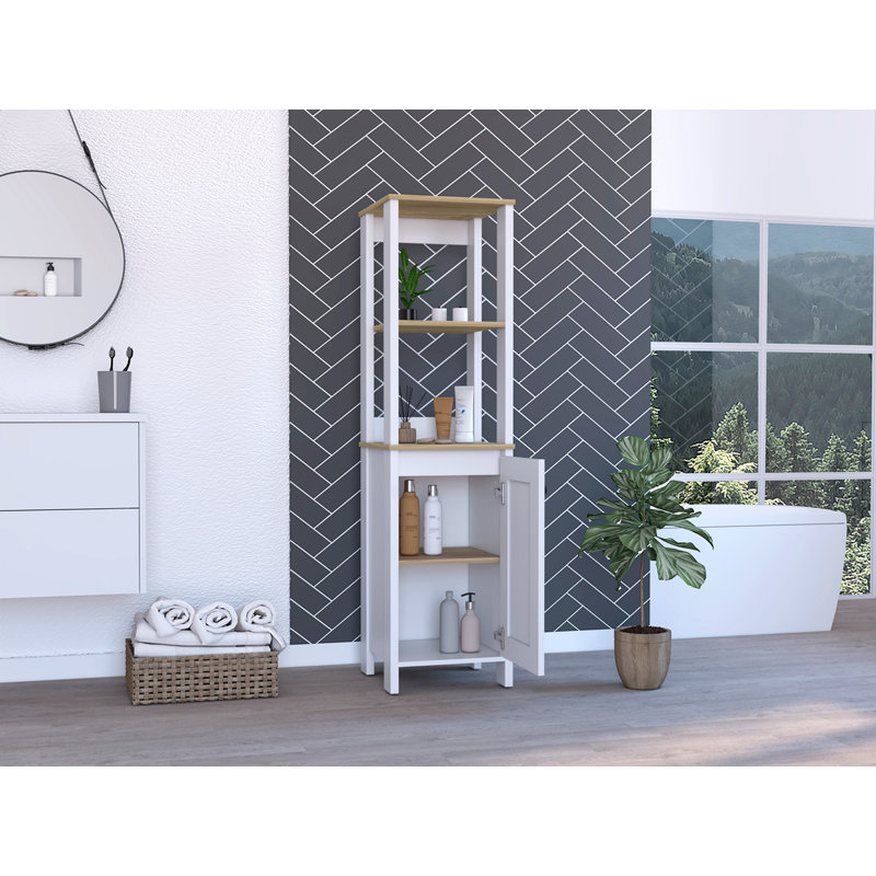 Armoire à linge à 4 tablettes, Blanc