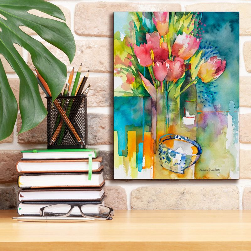 Art mural sur toile Winston Porter «Blooms Bottle And Bowl» par Annelein Beukenkamp, H 16 po x l 12 po x P 0,75 po