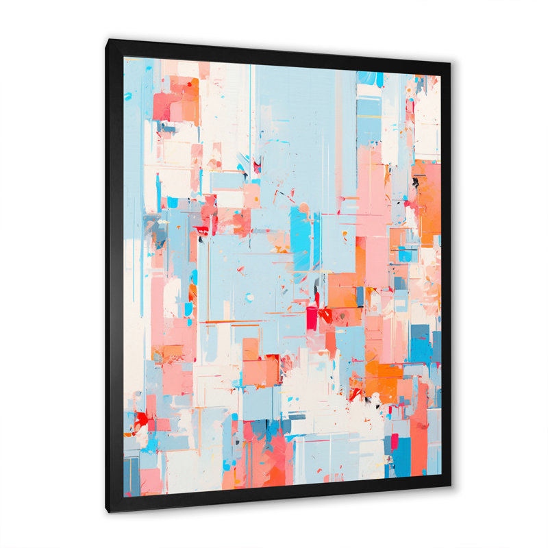 " Blue Orange Interlocking Perspectives ", Black Single Picture Framed, 44" H x 34" W x 1.5" D