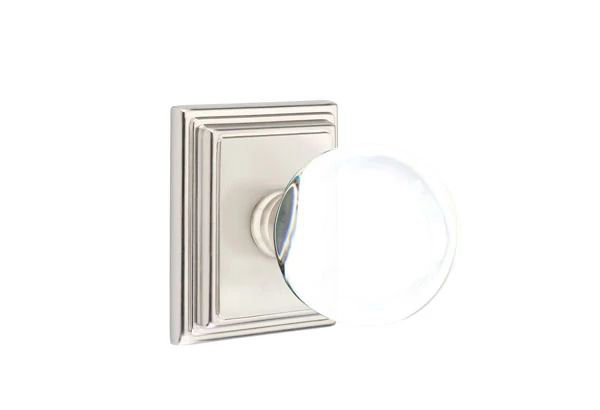 Ensemble de mortaise intérieure Emtek avec rosette Wilshire et poignée en verre Bristol (LH), Nickel satiné