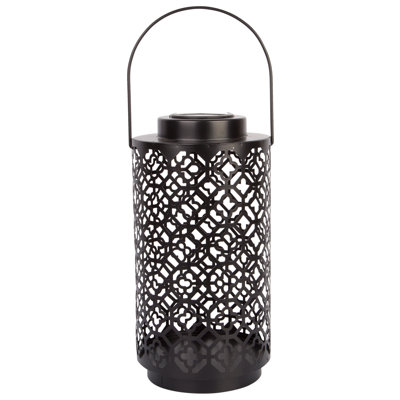 12"H Black Cross Solar Lantern