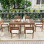 Ensemble de salle à manger 7 pièces pour l'extérieur, table en bois avec 6 chaises pour la pelouse, la cour, la terrasse du jardin, au bord de la piscine-1076329439