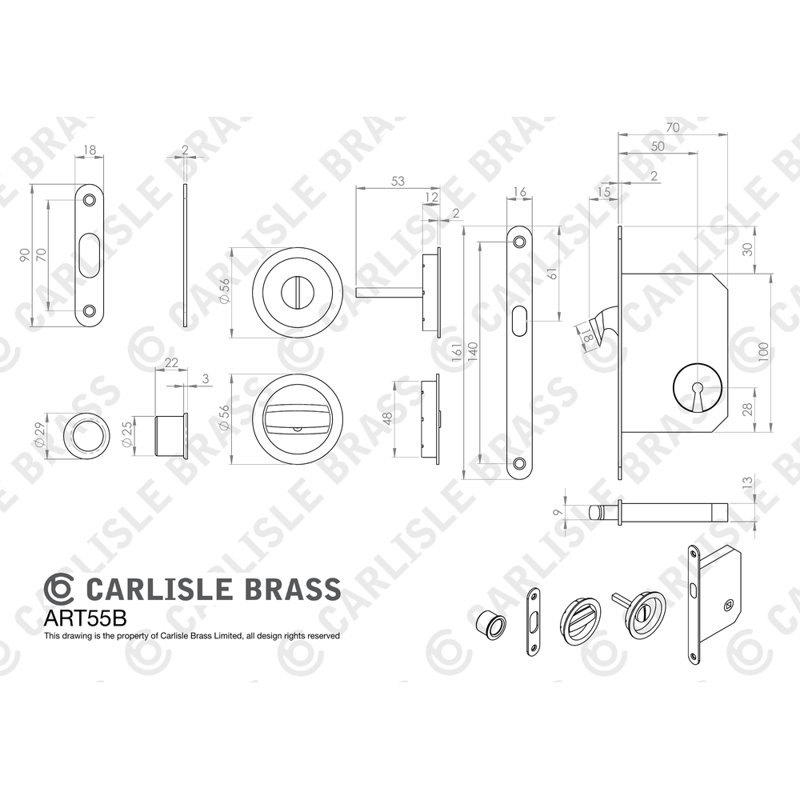 Italian Sliding Door Accessory, Polished Brass